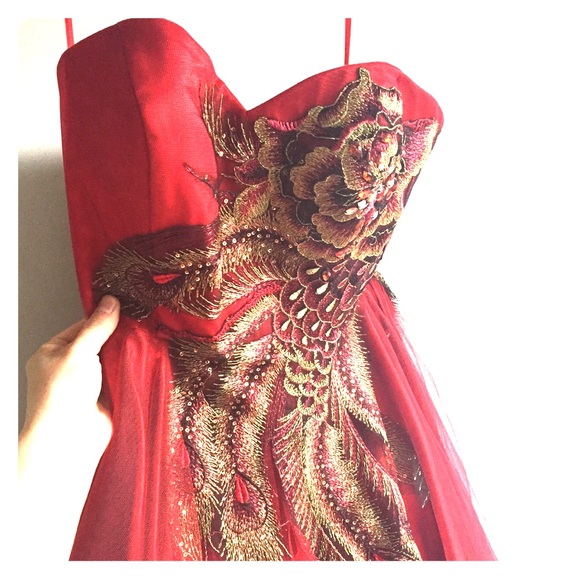 green emerald velvet dress Strap Maroon Long Beaded Prom Dress with Split and Gold Lace PG871 US12 / Red